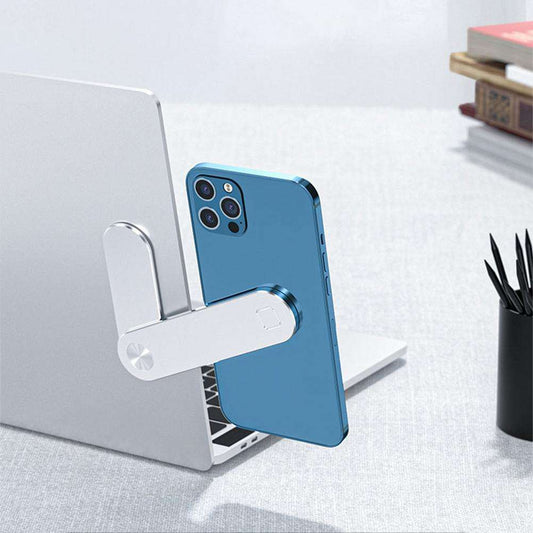 SYNCSTACK - Magnetic Laptop Phone Mount (Silver) - Dual-Screen & Desk Booster for Productivity