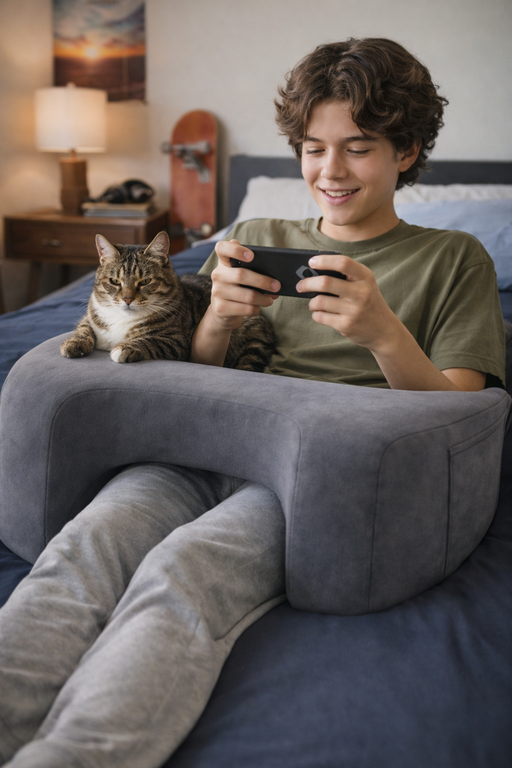 CLOUDLAP - Premium Portable Ergonomic Workstation - Memory Foam Arm Support for Work, Gaming, Reading & Relaxing with Your Pet