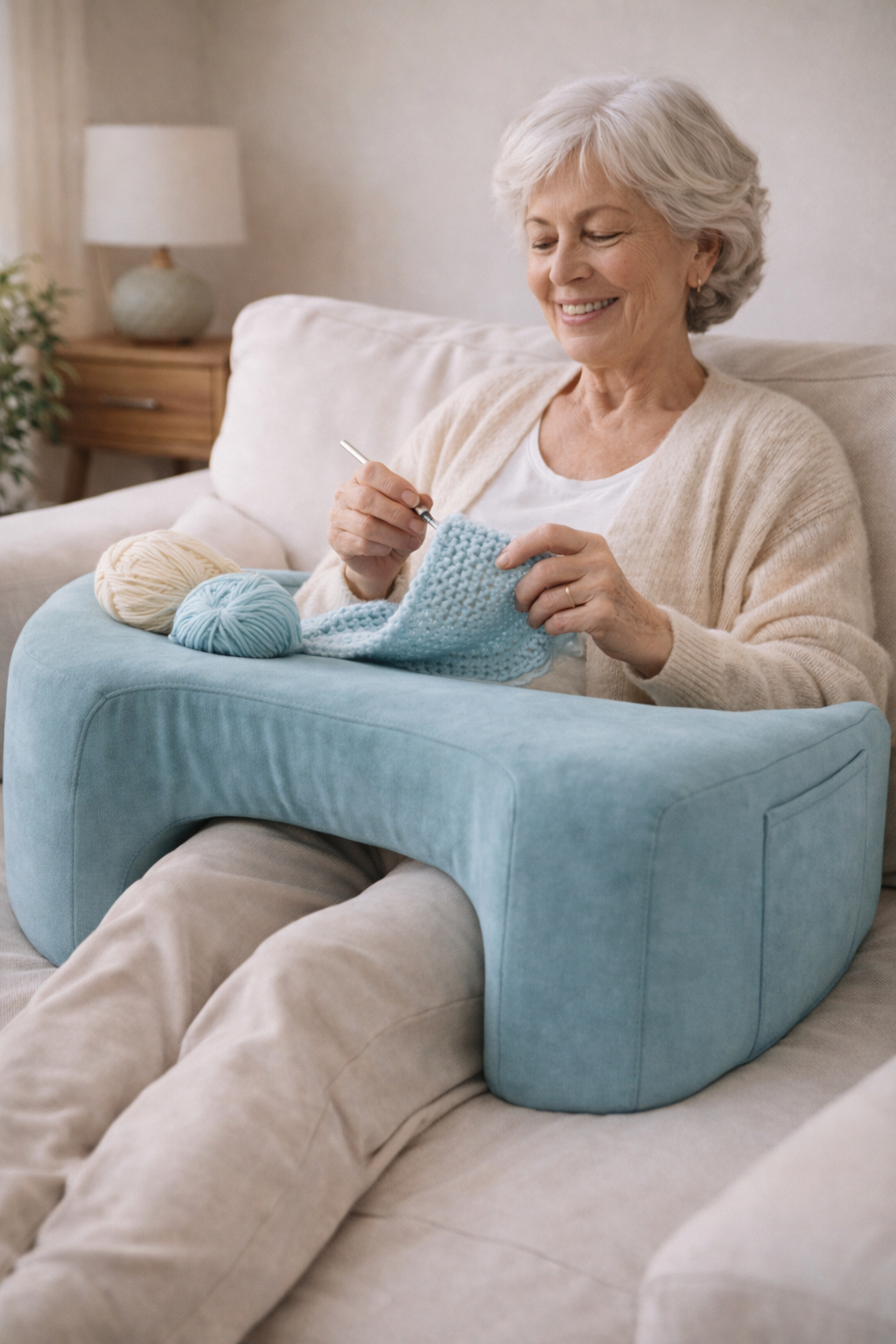 CLOUDLAP - Premium Portable Ergonomic Workstation - Memory Foam Arm Support for Work, Gaming, Reading & Relaxing with Your Pet